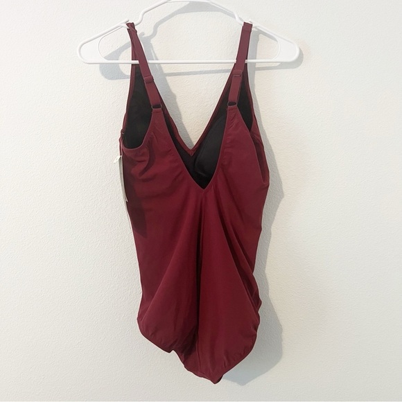 NWT NEW Gottex Contour One Piece Swimsuit Merlot Size 14 - Picture 6 of 9